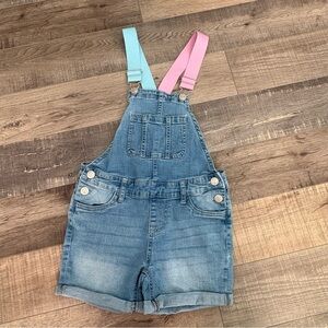 Vigoss | Girls Denim Shorts Overalls Pastel Straps | SZ 7-8